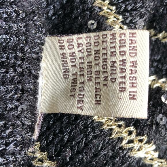 Anthropologie Escio Asymmetrical Metallic Gold and Black Sequined Sweater Small - Picture 11 of 12